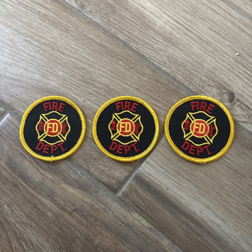 Vintage Fire Department Patch Generic Round Lot Of 3 Maltese Cross 3 Inch